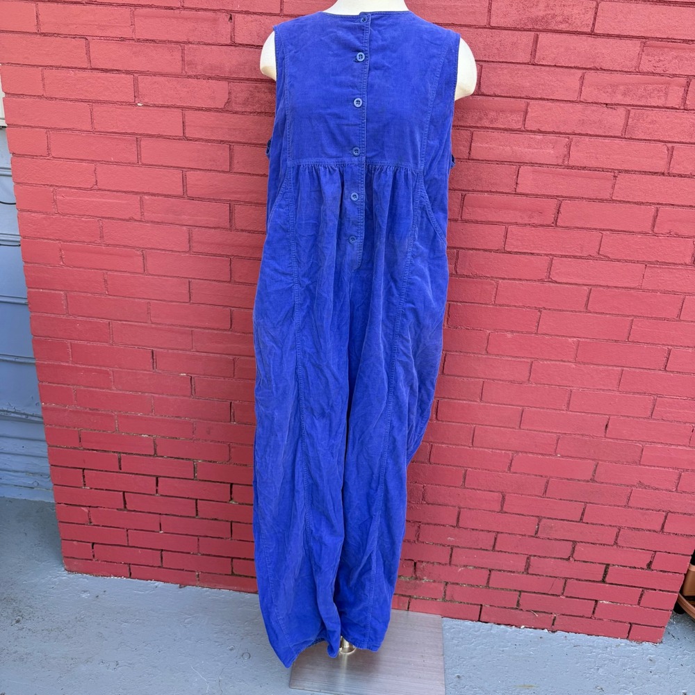Vtg Laura Ashley Corduroy Jumper Purple Sleeveless Wide Leg Size‎ Large Cottage